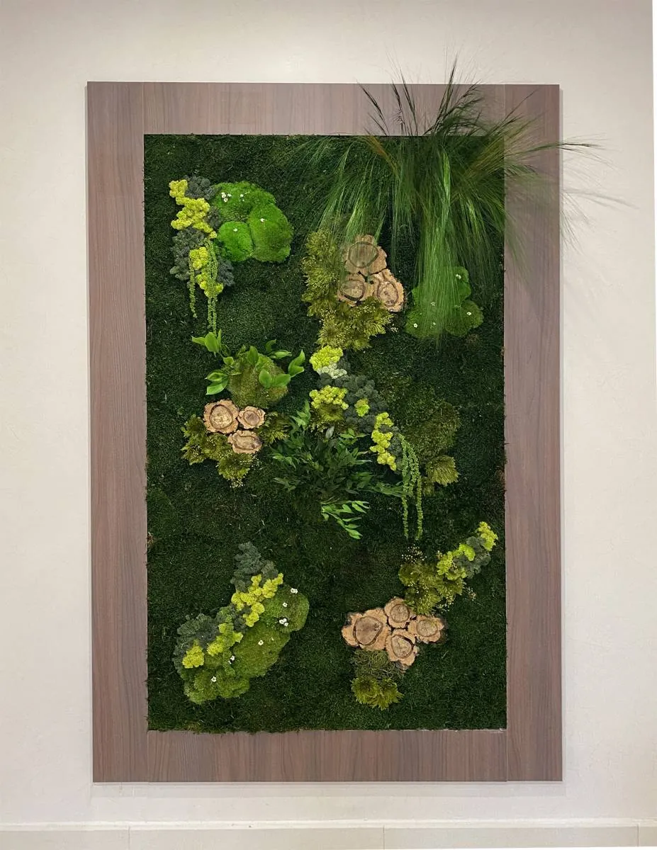 Tableau végétal en plantes stabilisées pour la décoration d’hall d’immeuble Kauffman and broad à Aix en Provence – Provence Alpes Cote d’Azur - L’art végétal au service de vos espaces intérieurs et extérieurs — vue 3